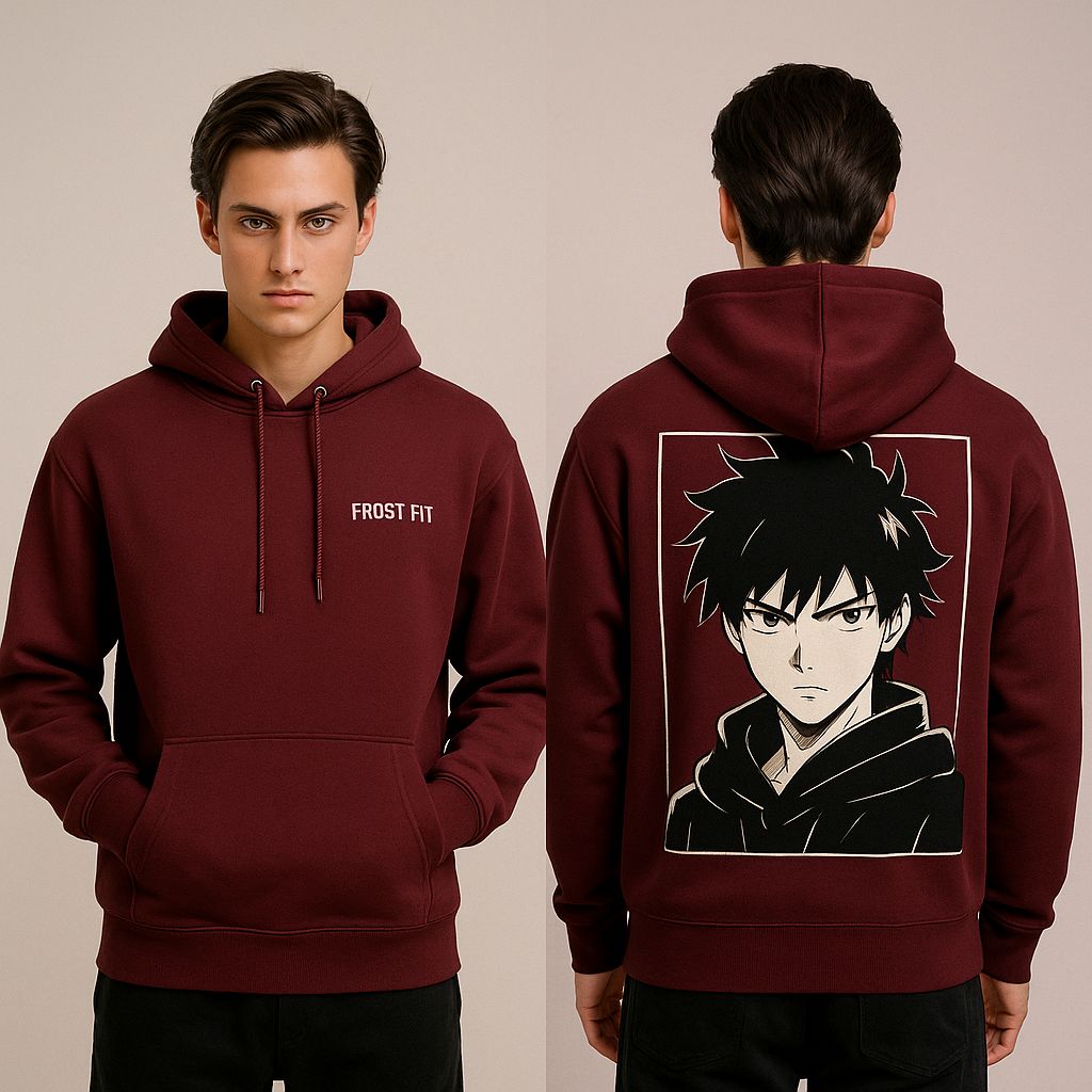 Frost Fit Maroon Anime Hoodie